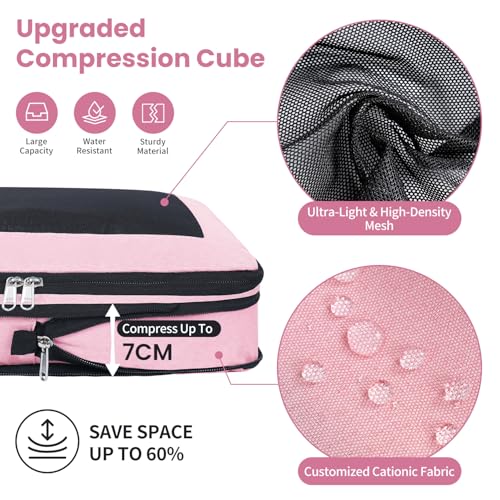 8 Set Compression Packing Cubes for Suitcases, Full Open & Visible Design, Luggage Organizer Bags Set for Carry on, Travel Essentials Travel Gifts for Women with Laundry Bag and Shoe bag - Image 3
