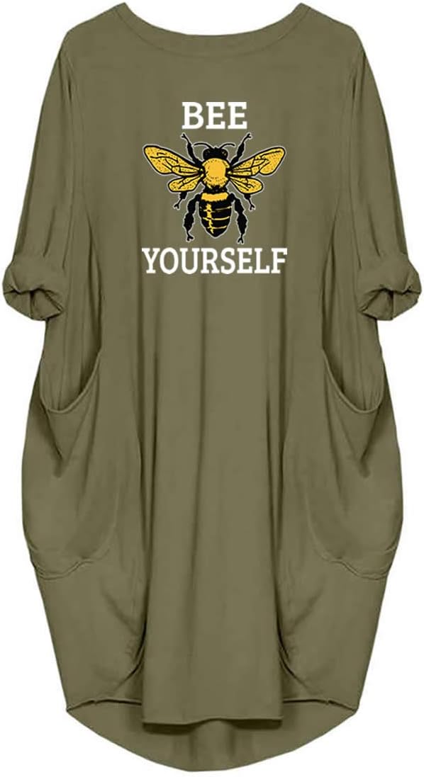 Women’s Tunic Dress Long Sleeve Oversize Bee Yourself with Pockets