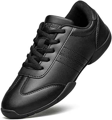 Image of BAXINIER Youth Girls White Cheerleading Dancing Shoes Athletic Training Tennis Walking Breathable Competition Cheer Sneakers
