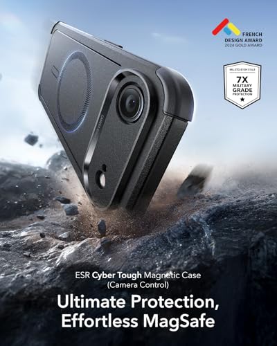 Image of ESR for iPhone Air Case, 23ft Military-Grade Drop Protection, Shock-Absorbing Rugged iPhone 17 Air Cover, MagSafe Accessories Compatible, Cyber Series, Black