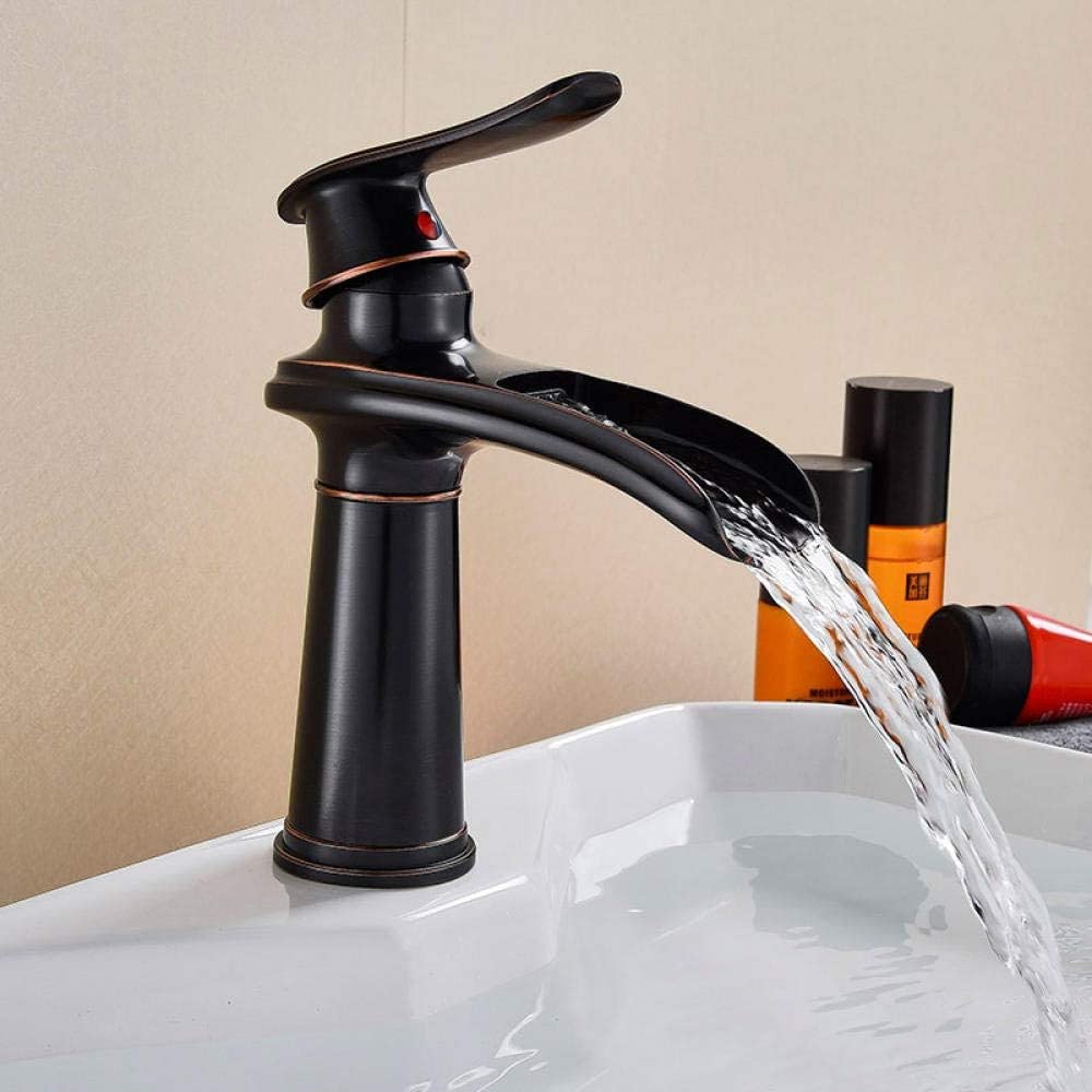 Mitigeur cascade en laiton bronze noir pour vasque chic