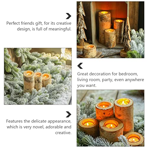 Wooden Tea Light Candle Holders: Natural Birch Wood Trunk Candle Holders Succulent Planter For Rustic Wedding Centerpieces Birthday Party Holiday Decoration (M) #TOP5
