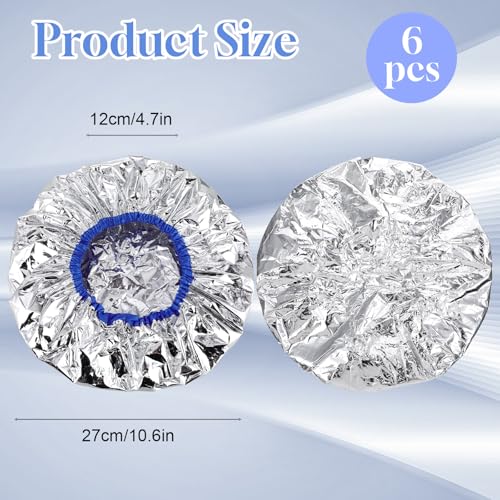 SHENLIU 6Pcs Heat Cap for Deep Conditioning, Aluminum Shower Cap, Processing Caps for Hair Hot Oil Treatment Hair Steamer, Reusable Hair Foils for Hair, Shower Caps for Sauna, Shower Spa - Thumbnail 5