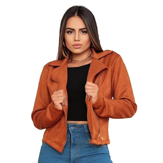 Jaqueta Suede Camurça Feminina P ao G3 Estilosa Blusa de Frio Donna Martins