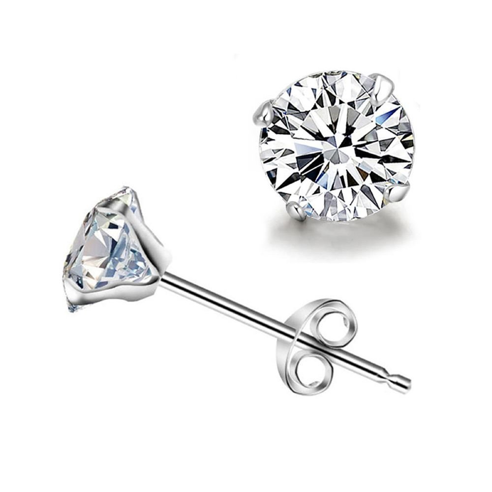 EMPATHY JEWELS Pendientes de Plata, Pendientes plata hombre, Pendiente mujer Plata con una circonita, Pendientes antialergicos, Pendiente Plata de Ley para utilizar todos los días.