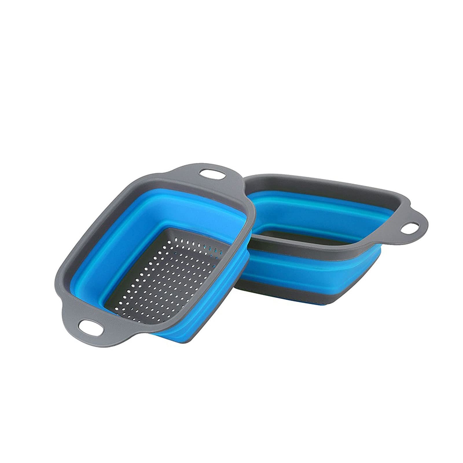 Passoire d'évier pliable pour fruits et légumes - Passoire portable en silicone - Ustensiles de cuisine (bleu)