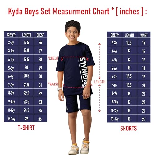 Image of KYDA KIDS Boys 100% Cotton Oversized T-Shirt Shorts Clothing Set | Kids Co-Ord Set | Half Sleeve T-Shirt with Matching Shorts | Soft Breathable Fabric | Comfortable Stylish Casual Wear