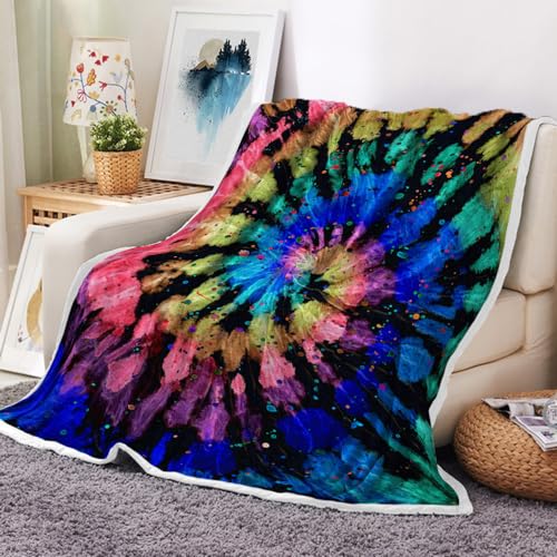 Jawo BLANKETS Colorful Throw Blanket Tie Dye Rainbow Sherpa Fleece Fluffy Blanket Boho Blanket Soft Warm Bed Couch Sofa Blanket Plush Flannel Throws To Decorate The Room And Bedroom 50 Inchx60 Inch cover