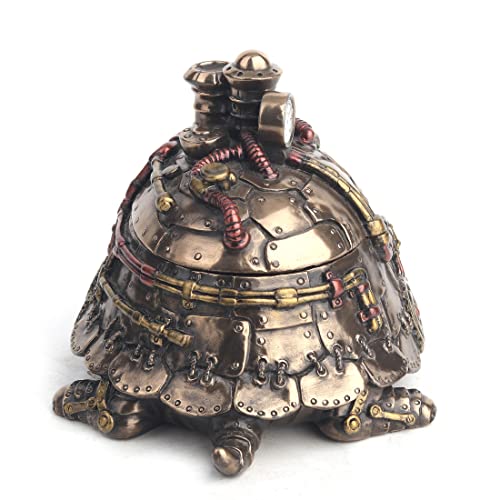Veronese Design Resin Decorative Boxes Amazingly Detailed Steampunk Tortoise Trinket Box 6.75 X 4 X 4 Inches Bronze #TOP4