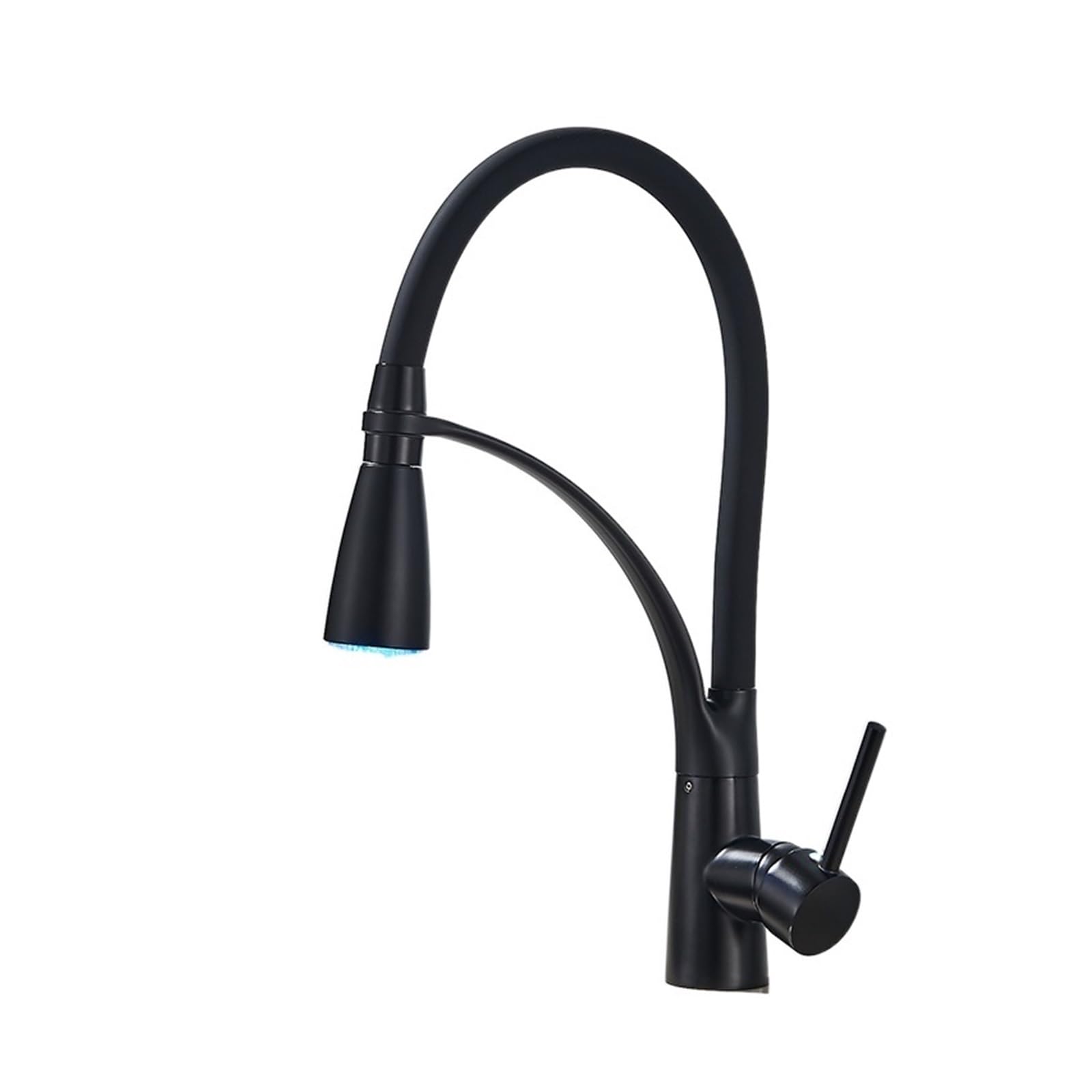 Zqfhsx Black Led Deck Mount Black Hose Chrome Kitchen Faucet Single Handle Stream Sprayer Mixer Hot & Cold Pull Down Crane(Chrome Led Light A)