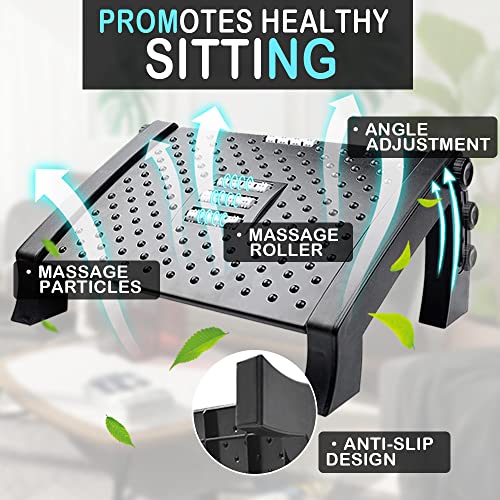 Ergonomic Foot Rest Under Desk, Adjustable Height Office Foot Rest for Under Desk at Work, Foot Rest Under Desk with Massage Surface at Work Office, Promote Leg Circulation, Relieve Leg Pressure - Image 6