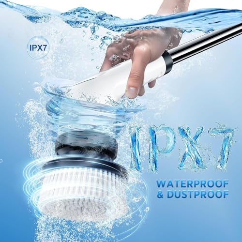 FYDEE Electric Spin Scrubber, Bathroom Cleaner Brush with 7 Replaceable Brush Heads, IPX7 Waterproof Shower Power Scrubber, Electric Cleaning Brush for Tile, Floor, and Bathroom - Image 3