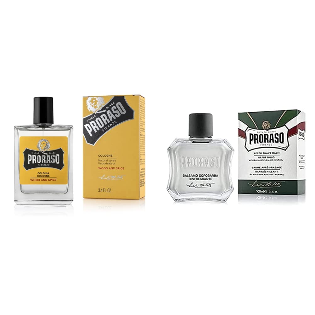 Proraso, Agua de perfume para hombres - 1 unidad, 100 milliliters & Bálsamo after shave 100ml - para después del afeitado - hombre - Línea refrescante