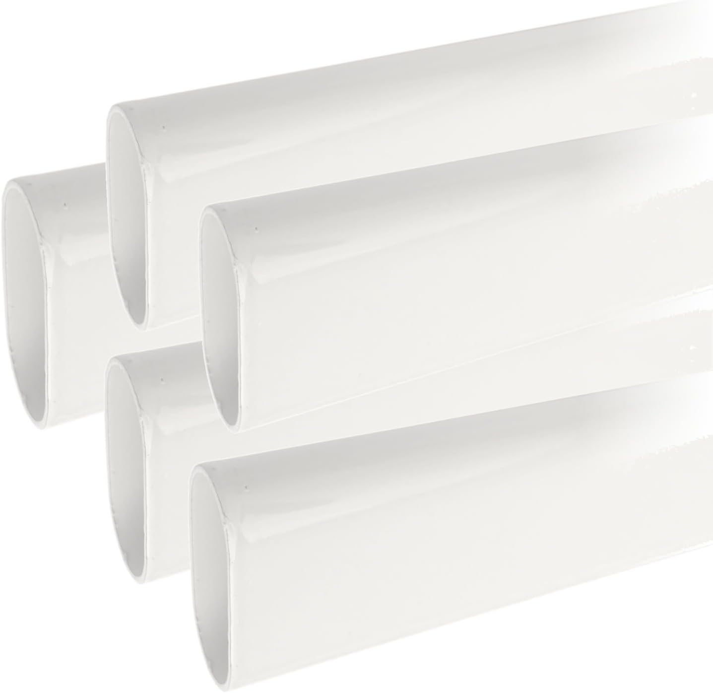 36" Long Oval Closet Rod | Heavy Duty Wardrobe Clothes Pole | Gloss White | 5 Pack