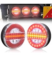 Biqiure Lot de 2 feux arrière ronds de 13 cm pour remorque, feux arrière de camion Hamburger 12 V 24 V