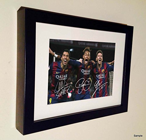 Firmado Neymar Jr. Lionel Messi Suárez Barcelona foto fotografía foto marco autógrafo de fútbol