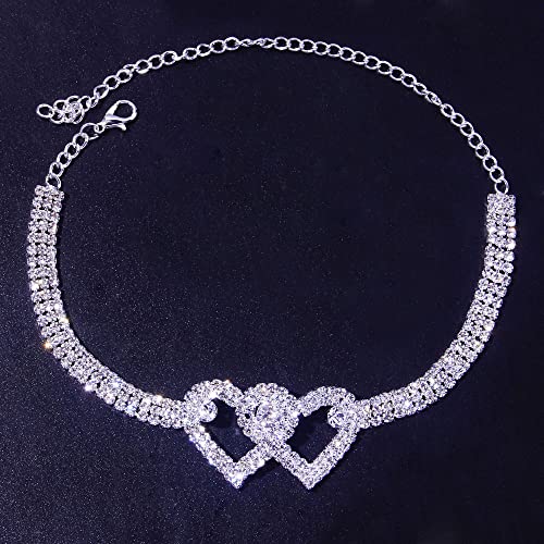 Luxury Diamond-Cut Rhinestone Silver Ankle Bracelet | Cute Dainty Heart Jewelry Gifts For Women Girls Or Teens #TOP2