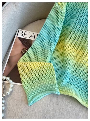 Verdusa Women's Crochet Sweater Hollow Out Long Sleeve Drop Shoulder Loose Pullovers4