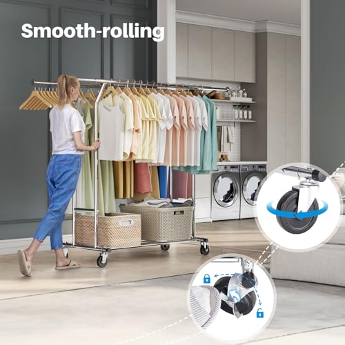 Hokeeper CR-D001 Clothes Rack Heavy Duty Load 400Lbs, Rolling Clothing Racks For Hanging Clothes, Commercial Garment Rack thumb #2