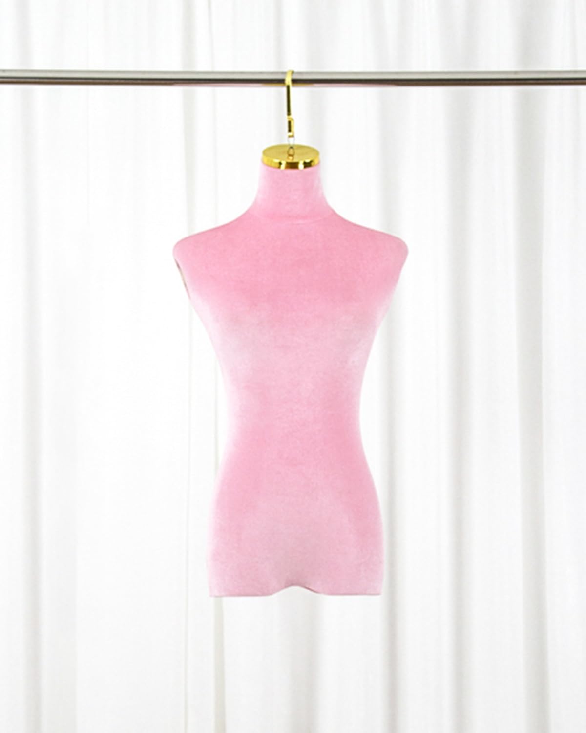 manekin, Wiszący manekin pół ciała, suknia ślubna, forma sukni z metalowymi haczykami, elegancki aksamitny pokrowiec na manekina damskiego(Pink,Short Hook 10cm(4in))