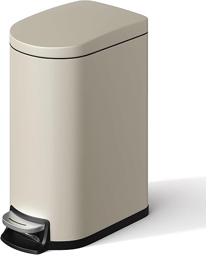 Miniatura 1 de Garvee Cubo de basura de metal de 2.6 galones  10 L con tapa, bote de basura delgado e impermeable para dormitorio, pequeño cubo de basura con cubo