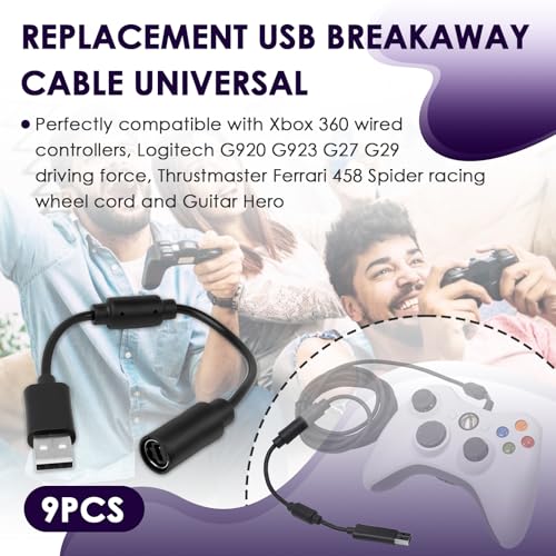 Image of USB Breakaway Cable for Xbox 360, Rocksmith Real Tone Cable, Xbox Controller Cord, Xbox USB Adapter, Guitar Hero Dongle , Compatible with Logitech G920 G923 G27 & Thrustmaster 458 Spider Racing Wheel