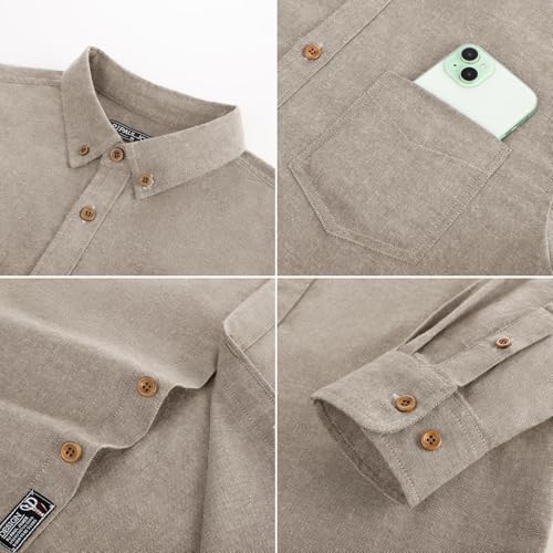 PJ PAUL JONES Men's Long Sleeve Dress Shirts Button Down Shirts for Business Work Office Beige - Image 6