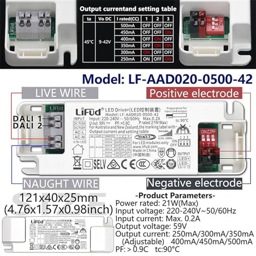 Adaptateur d'alimentation AC220-240V DC9-42V pilote de gradation DALI CC LED - 2