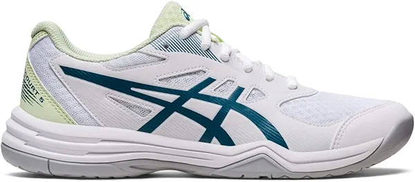 ASICS Women's Upcourt 5 Volleyball Shoes, 10, White/Ink Teal