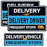 Delivery Driver Magnet for Car - NIMONA 3-Pack Frequent Stops Removable Magnet Set - Reflective Delivery Magnetic Car Door and Bumper Sign. (Blue-3)