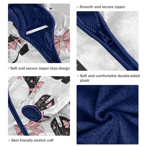 Cowboy Boots with Pink Hearts Toddler Fleece Jacket Girl Boys Hooded Fleece Jacket Coat Warm Outwear Zip-up 3-10T3