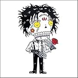 Johnny Depp - Edward Scissor Hands Inspired Calavera Die Cut Clear Vinyl Sticker Sugar Skull - Day of the Dead - Weather Proof Decal
