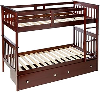 Donco Kids Mission Bunk Dual Under Bed Drawers, Twin/Twin, Dark Cappuccino