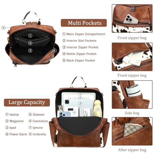 Image of AGLOD Leather Backpack Purse for Women Designer Ladies Shoulder Bag Fashion Faux Work Travel Handbags