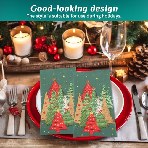 String pulling 200-Piece 2-Ply Green Christmas Tree Paper Towels, disposable hand towels for bathroom, Festive Kitchen napkins Table Decor for Christmas Parties, Bathrooms,and Holiday Gatherings — view 6