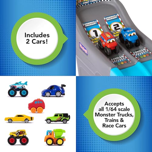 Image of Simplay3 Fast Track Downhill Raceway, Dual Racetrack for Kids Cars for Toddlers, 2 Toy Race Cars Included, Made in USA