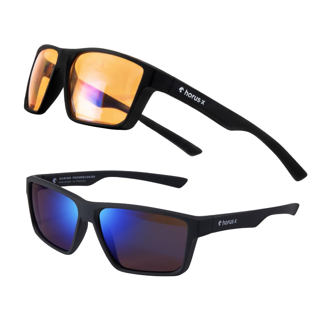 Horus X - Pack Lunettes de soleil + Anti lumière Bleue Gaming pour Ecran