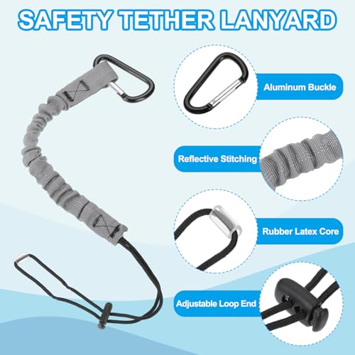 Image of MECCANIXITY Retractable Tool Lanyard 2ft with Single Aluminum Buckle and Adjustable Loop End, Maximum Weight Limit 10KG / 22lb, Safety Fall Protection Tools Leash, Gray 12 Pack