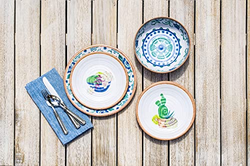Abode Homewares Rio Turquoise 13.1'' Melamine Serving Bowl Durable Indoor/Outdoor, Shatter-Resistant, and Dishwasher Safe Serveware for Salad, Vegetables, Pasta, Popcorn, or Fruit - 91 oz - Multicolor by Abode Homewares - Image 3