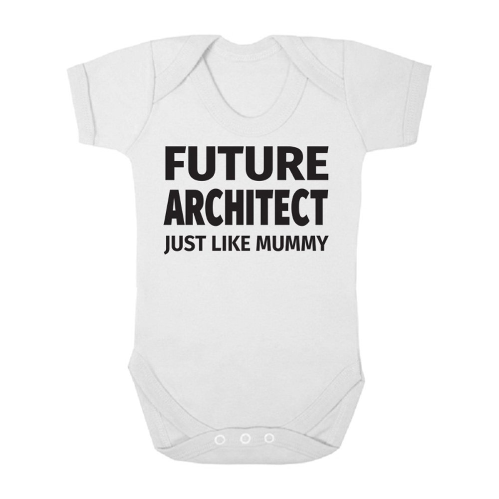 Future Architect Just Like Mummy Cute Boys and Girls Baby Vest Bodysuit (3-6 Months, White)