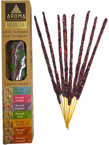 Encens biologique Ritual 7 Archanges Archanges Arôme Encens artisanal Boîte de 8 bâtonnets d'encens Durée 1 heure HOSTENATURA
