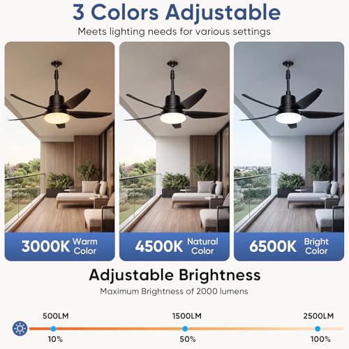XIGUCUCN Plug in Ceiling Fan with Light,30" Portable Outdoor Ceiling Fans with Remote–4 Speeds,3000K-6500K LED Hanging Fan Light with Hook for Gazebos,Patios,Garage,Camping,RV,Workshops (Black) by XIGUCUCN - Image 3