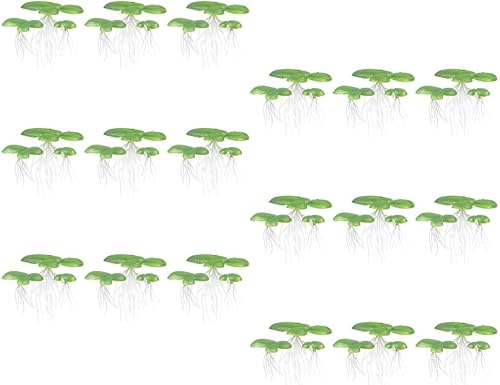 Balacoo 54 mini lentejas de agua artificiales con raíz, mini lenteja de pato falsa para decoración de acuarios, plantas de peces flotantes de
