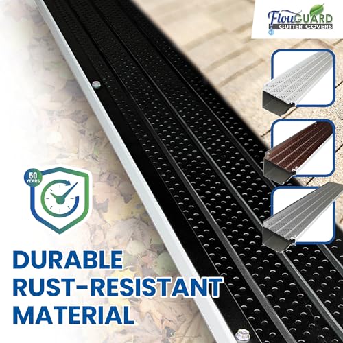 FlowGuard Premium 50-Year Gutter Cover System - Thermal Thaw Black - 5 Inch Aluminum Gutter Guards, 102 Feet - by FlexxPoint - Thumbnail 5