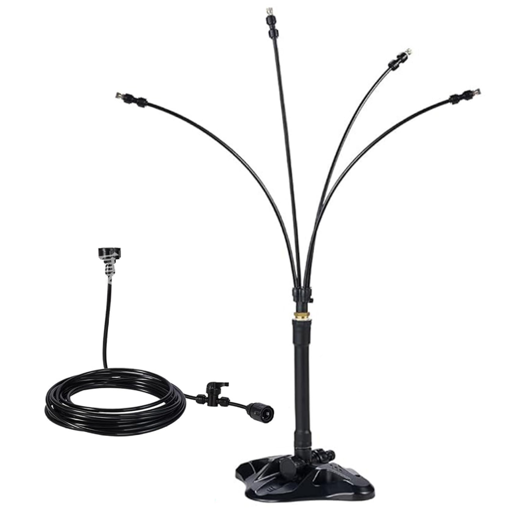 Hbbgdiy Adjustable Height Standing Patio Misting System, Portable 26 ft Flexible Water Line & Nozzles for Cooling Outdoor Backyard, Porch, Pool & BBQ