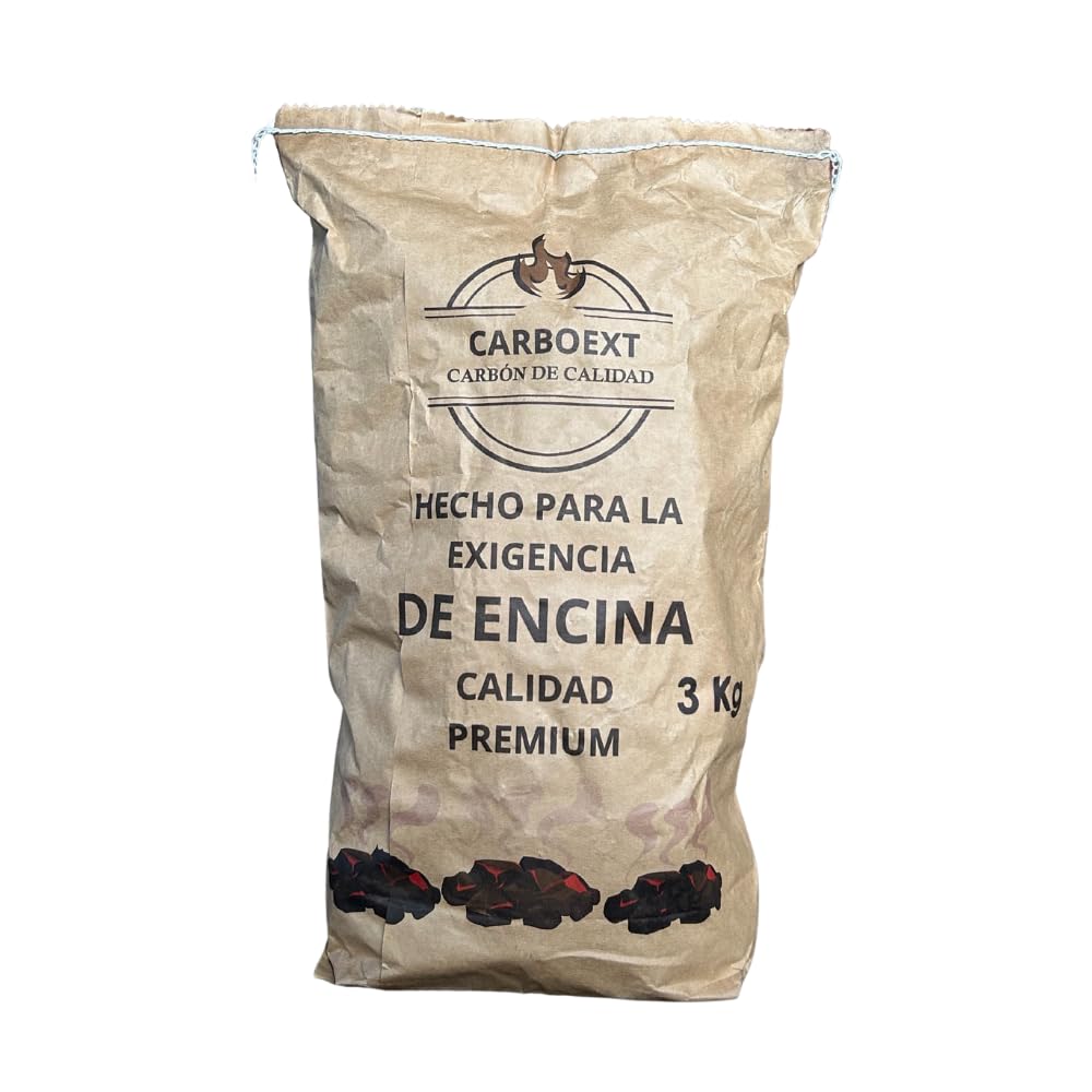 Carbon Vegetal Barbacoa Carbon Barbacoa Carbón 100% Sin Humo Ni Aditivos Carbón Vegetal De Encina Premium Ideal Sin Humo Barbacoa Restaurantes Barbacoas Familiares o Asadores Ecologico Saco de 3KgApx