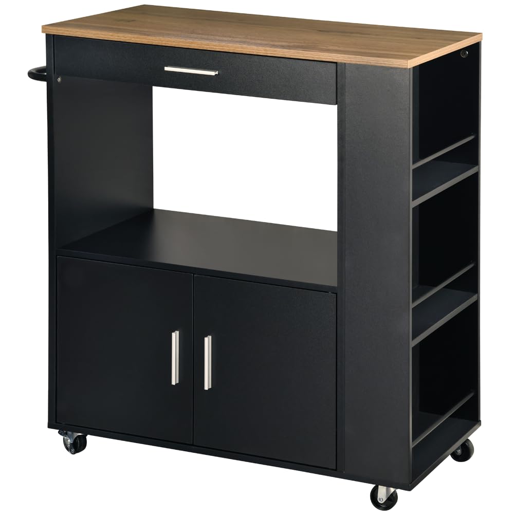 Kesper | Chariot de Cuisine, matériau : Panneau de Fibres certifié FSC, Dimensions : l : 75 x H : 88 x P : 40 cm, Couleur : naur/Noir | 25892 13