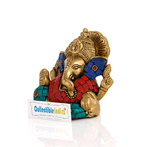 Collectible India Brass Ganesha Idol Long Ear Ganesh Statue Goodwill,Good Luck Gift - Image 3