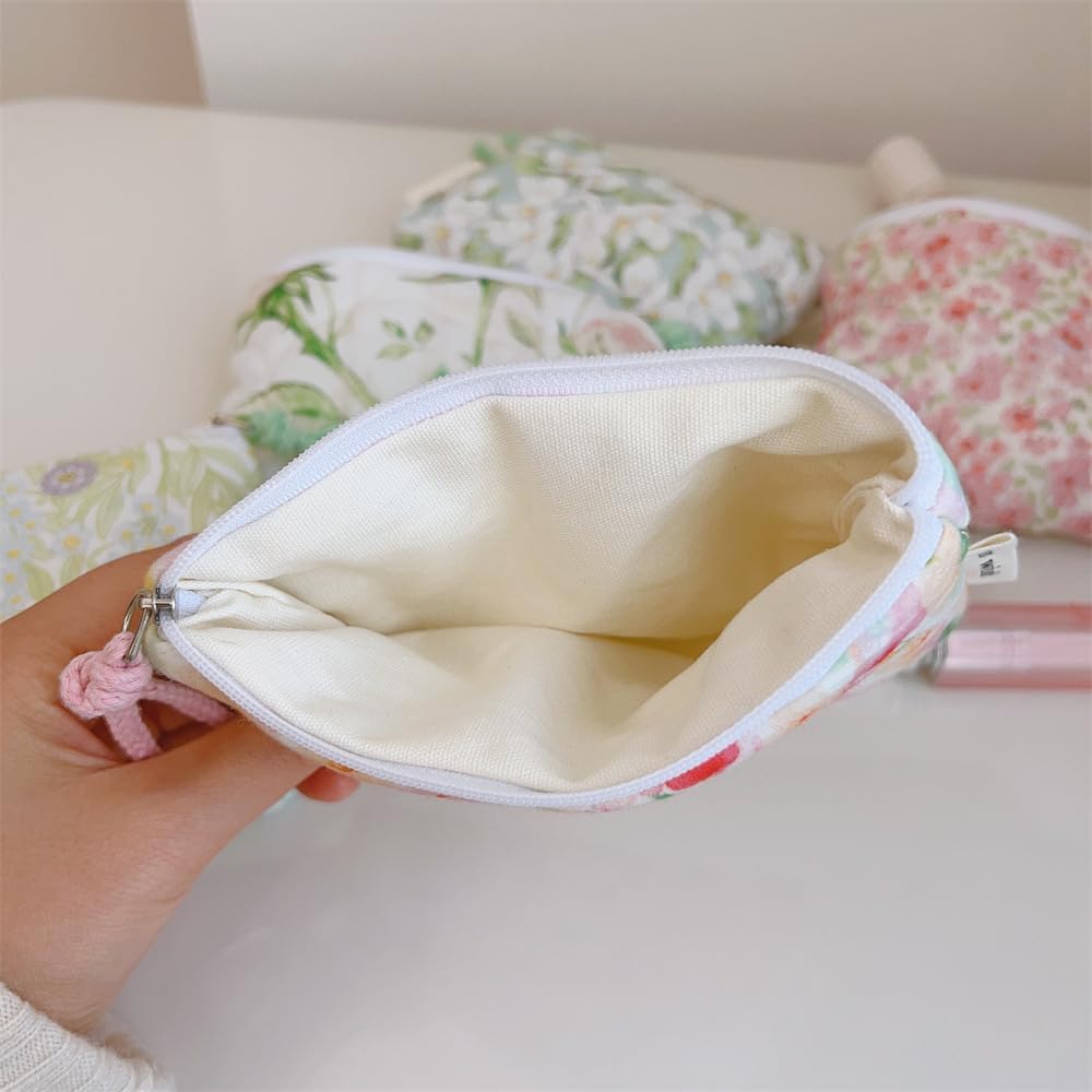 Floral Quilted 2-in-1 Bag Set for Wome Cotton Large Capacity Thickened Handbag Shoulder Tote Mini Organizer Pouch A040