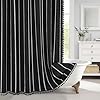 Mitovilla black boho fabric shower curtain modern farmhouse shower curtains for vintage rustic bathroom decor country tassel thick cloth shower curtain 72 x 72  urban country home decor
